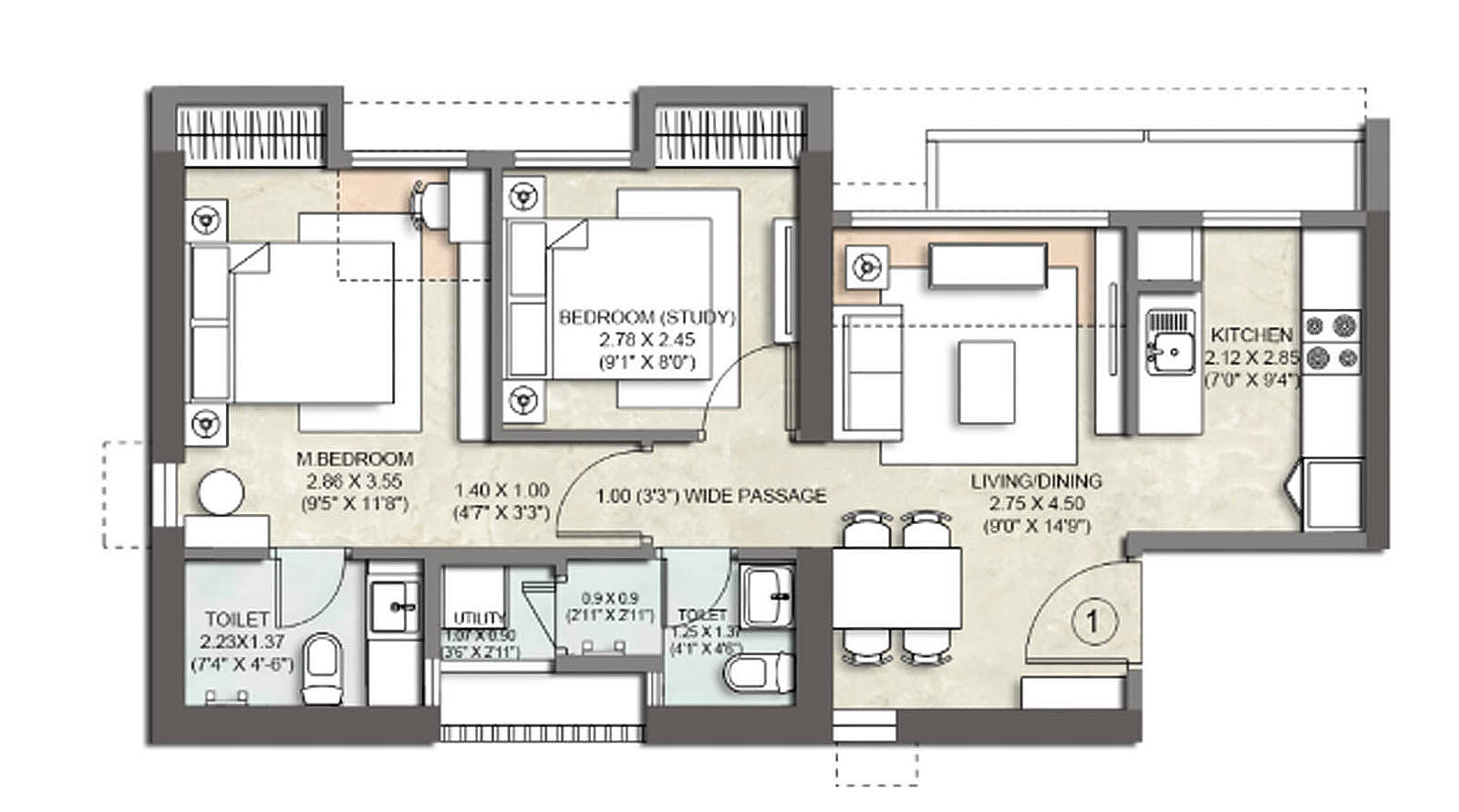 2 BHK Plan